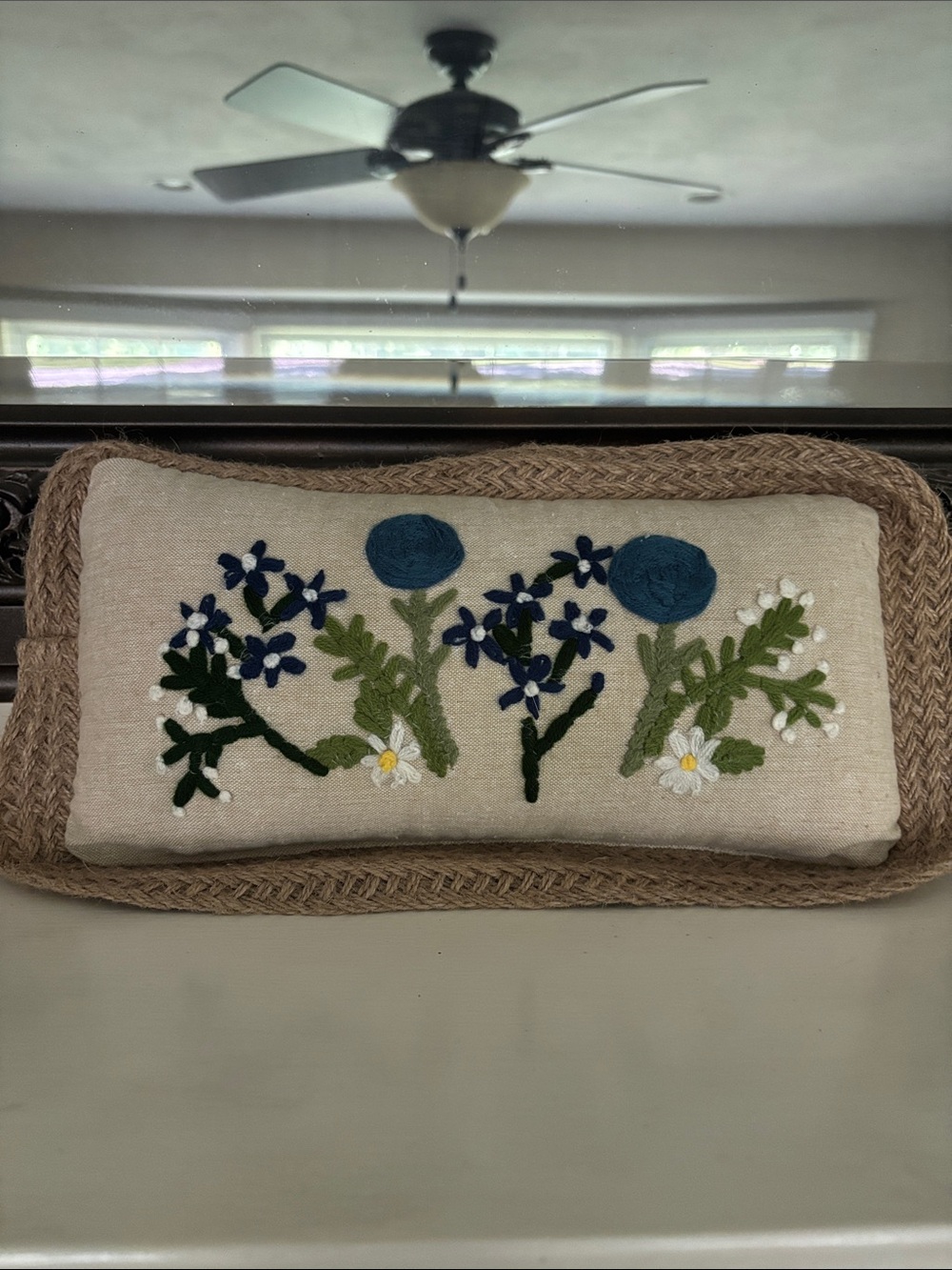 Mud Pie Neutral Linen Pillow with Iridescent Accent
